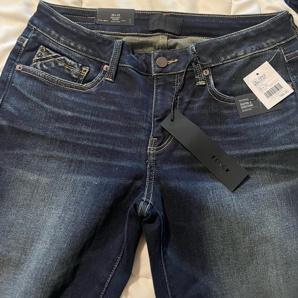 Women's Buckle Black Tailored Bootcut Jeans